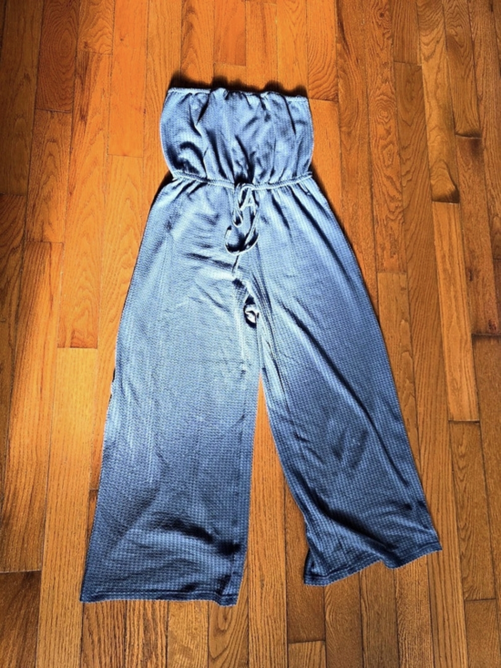 CUPSHE Blue Wide Leg Waffle Knit Jumpsuit Size Medium